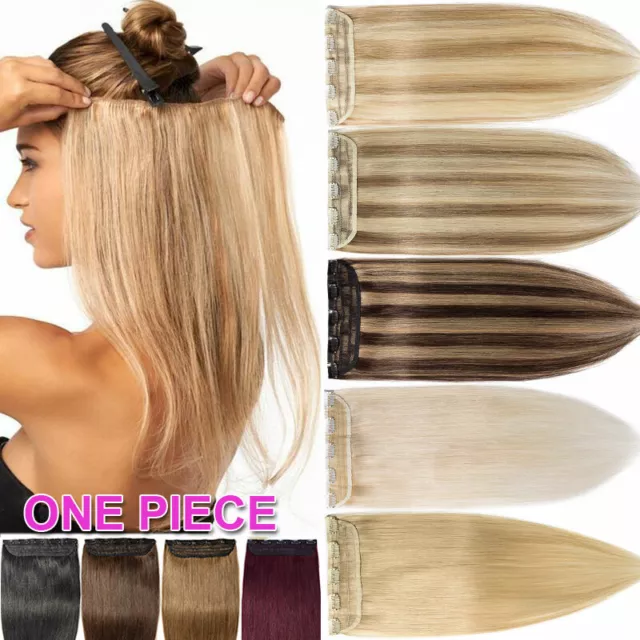 CLEARANCE One Piece 100% Real Clip in Remy Human Hair Extensions Half Head THICK