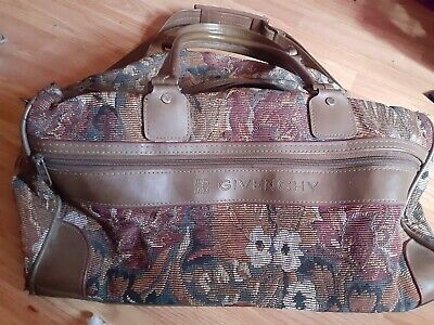 Vintage Givenchy Floral Tapestry Weekender Luggage Duffel Bag