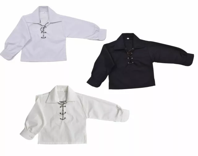 Neuf ENFANTS de Luxe Chemise Ghillie Garçons Shirt-White ,Crème/ Black-Tc