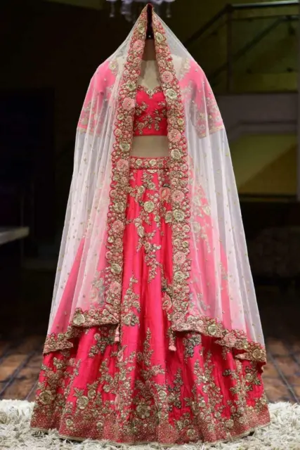 Saree Bollywood Designer Indian Pakistani Lehenga Pink Lengha Blouse Dress Set