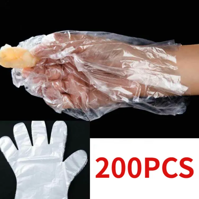 Hygienic Plastic Disposable Gloves Clear Protect Hands 200pcs/Box