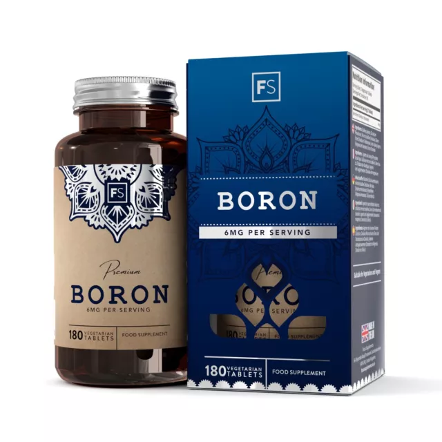 Boro 6mg | 180 Tabletas de Boron para Huesos y Articulaciones Saludables