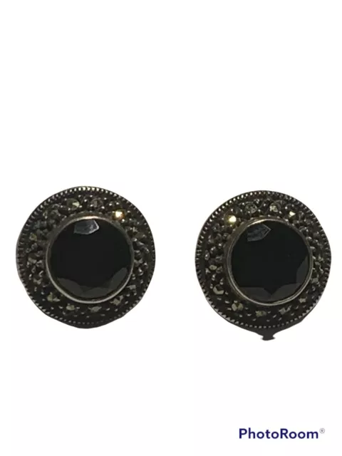 Alexander vintage Sterling silver 925 Mcqueen Stone black Earring