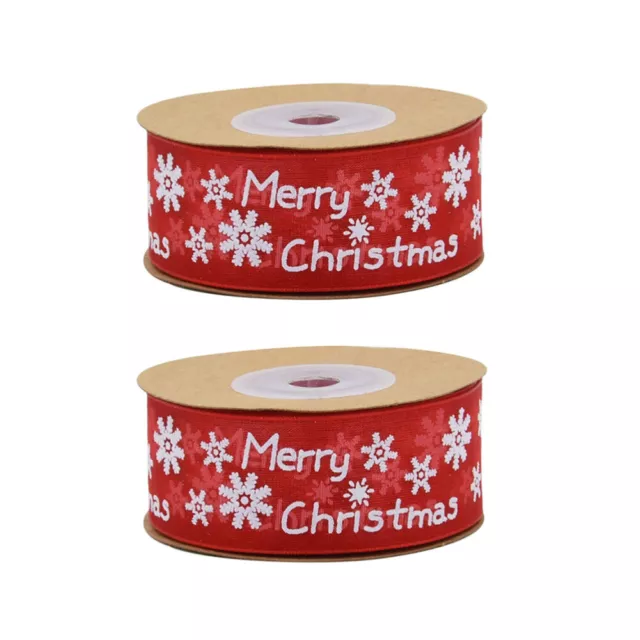 2 Roll Christmas Organza Ribbons DIY Present Printed Gift Tree