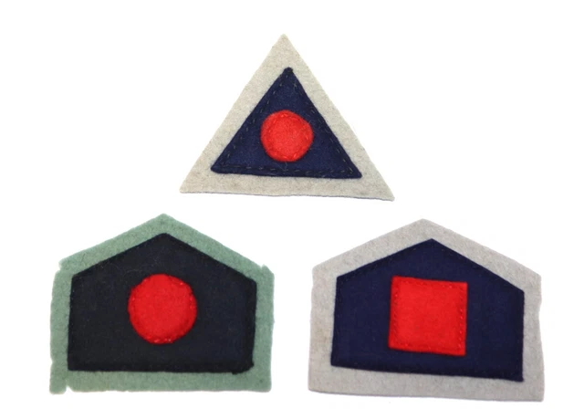 3 DIFFERENT ORIGINAL WW2 Australian Army Unit Colour Patches - A.A.O.C ...