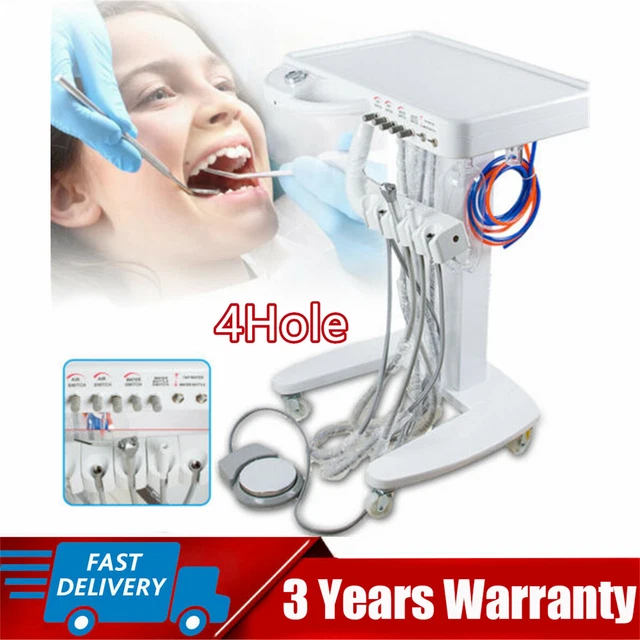 Dental Portable Mobile Delivery Unit System Cart Treatment work Compressor 4Hole