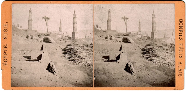EGYPTE.EGYPT.GIRGEH.BONFILS.FÉLIX.STEREOVIEW.VUE STEREO PHOTO Albuminée ...