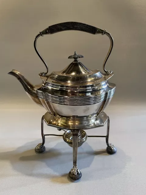 Antique Aird & Thomson Glasgow Scotland Silver Plated Tea Pot on Warmer Stand