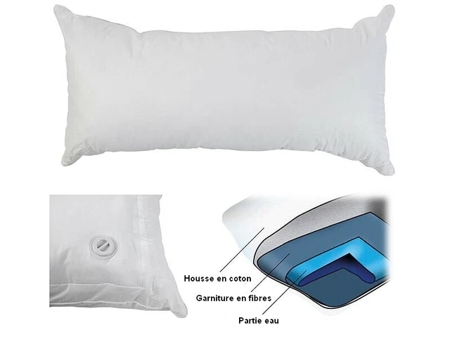 Oreiller à eau avec housse en coton - 40 x 80 cm - Newgen Medicals