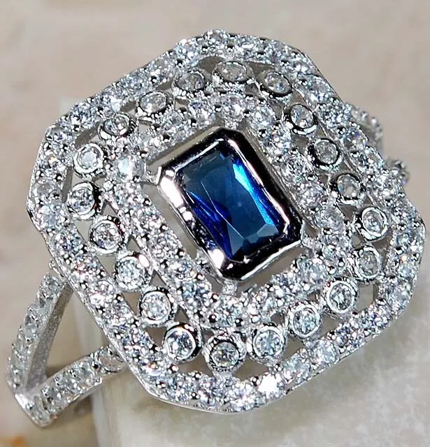 2KT blau Saphir & Topas 925 massiv Sterlingsilber Ring Schmuck Gr. 7 UB2-1