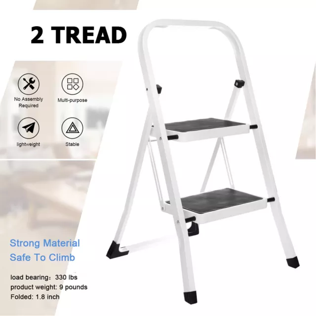 Portable Folding 2 Step Ladders | Lightweight Iron Steps Stool | EN131 Ladder