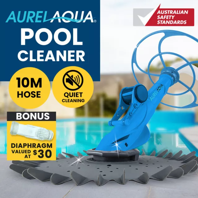 AURELAQUA Waterline Swimming Pool Cleaner Automatic Vacuum 10m Hose Blue