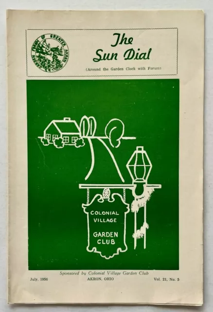 1956 Sun Dial Vintage Akron Ohio Garden Forum Newsletter Colonial Village Club