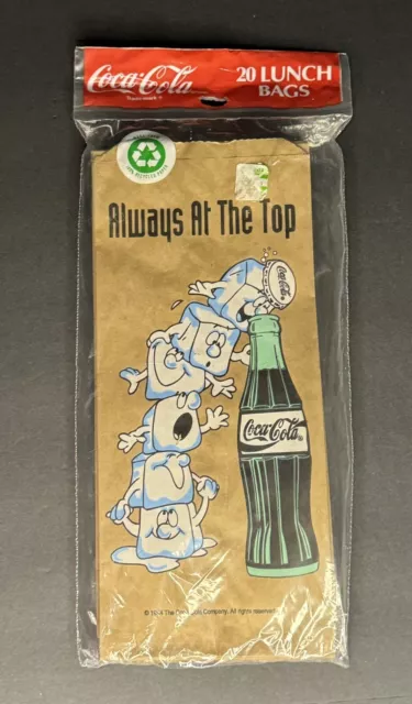 Coca-Cola Always At The Top Vintage  1994 20 Brown Paper Lunch Bags NEW SEALED