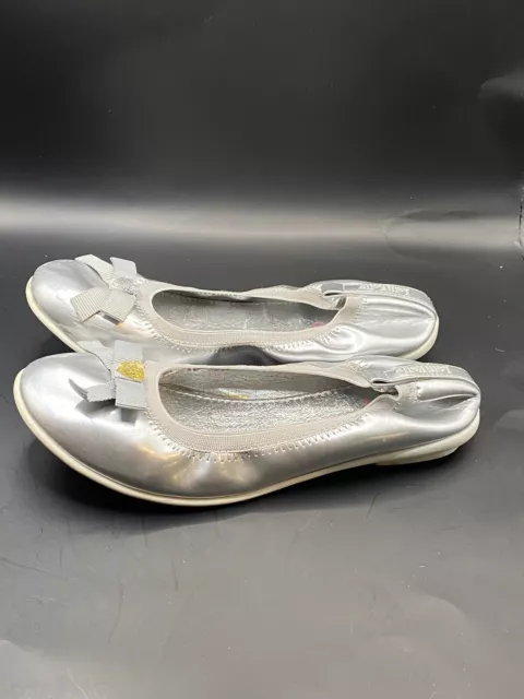 Lelli Kelly Ladies Silver Leather ballet Flat Toddler Shoes, Size 2