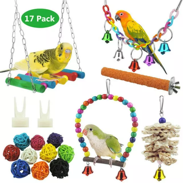 17 Pack/Set Beaks Metal Rope Small Parrot Toys Budgie Cockatiel Cage Bird Toys 2