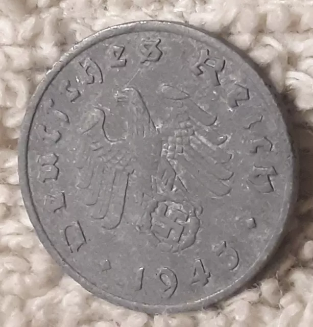 1943  , WW2  1 Reichspfennig ~ German ~ WWII Germany ~  Circulated Coin ~