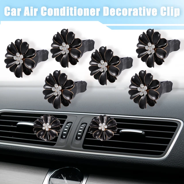 6pcs Car Flower Shape Clips for Air Conditioner Outlet Decorations Clip Black