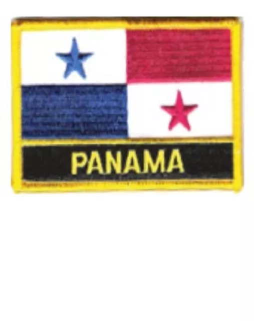 PANAMA FLAG EMBROIDERED PATCH WITH NAME - IRON-ON - NEW 2.5 x 3.5"