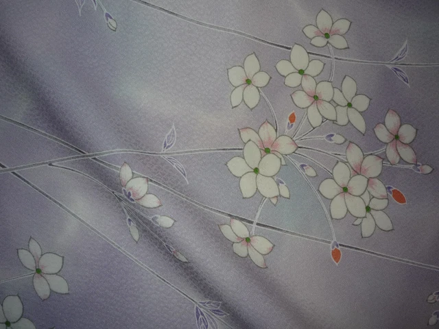 Cherry Blossoms  Vintage Beauty Japanese Kimono Silk Fabric 14.5"X50"
