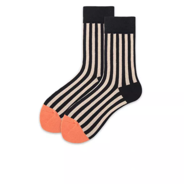 2 pairs Couple Stripe Socks Vertical Bar Color Contrast Medium Tube Socks