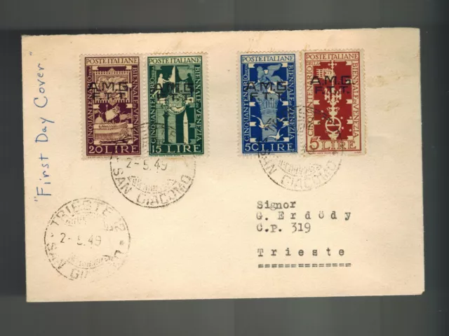 1949 Trieste Italy AMG FTT First Day Cover FDC Local Use # 36-39 Complete Set