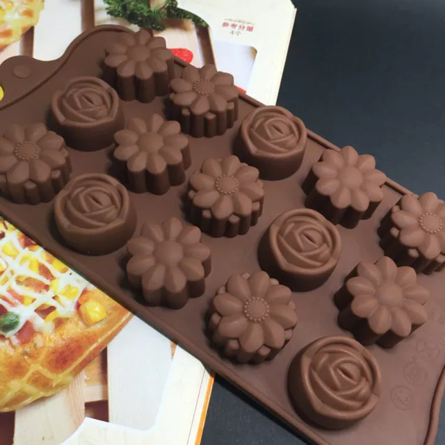 Cavity Silicone Flower Rose Chocolate Cake Soap Mold Baking Ice Tray Mould ❤️ .