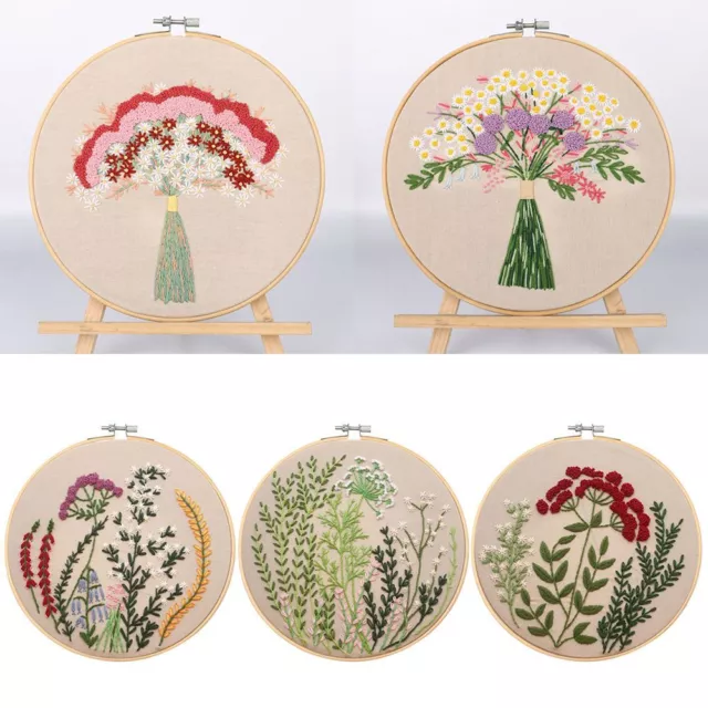 Artcraft With Hoop Embroidery Kit Bouquet Flower Needlework Needlecraft