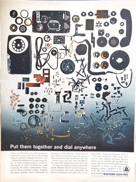 PRINT AD Western Electric 1963 10.5x13 475 Parts Bell Telephone Disassembled