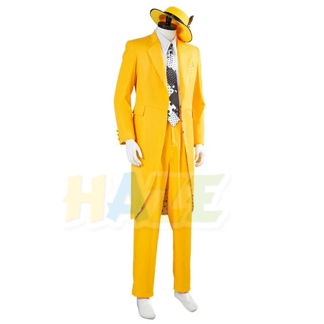 Costume Cosplay Film La Maschera Jim Carrey Giallo Abito Completo Halloween