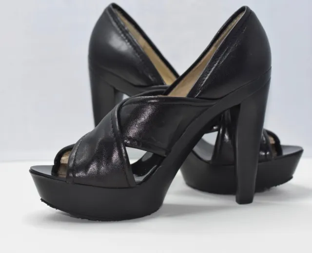 Michael Kors Black Leather Criss Cross Platform Heel Pump Size 9M