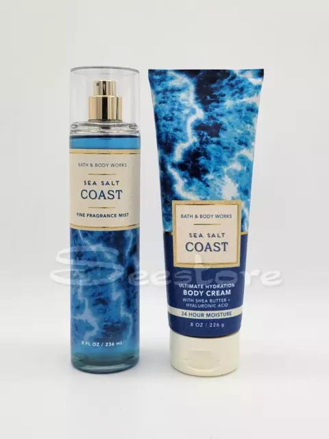 Bath & Body Works Sea Salt Coast Body Mist & Body Cream New Set of 2