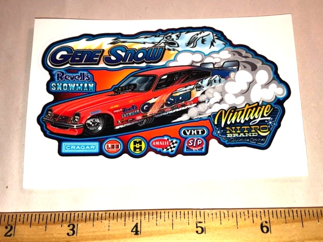 REVELL'S SNOWMAN! Gene Snow's '74 Chevy Vega NHRA Racing Funny Car Sticker Decal