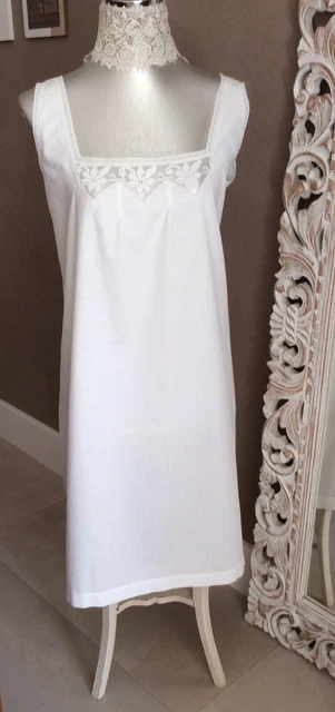 Robe Chemise De Nuit Longue Vintage Rose Et Blanc - Taille T M 40/42, Occasion Très Bon état