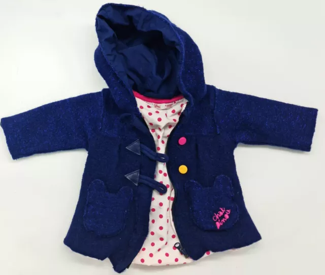 Süße französische Baby Duffle Coat Jacke von DPAM Größe 3M 56 62 Glitzer