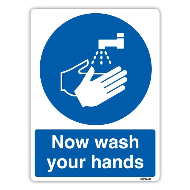NOW WASH YOUR Hands Sign, Mandatory Kitchen Safety Vinyl Sticker ...