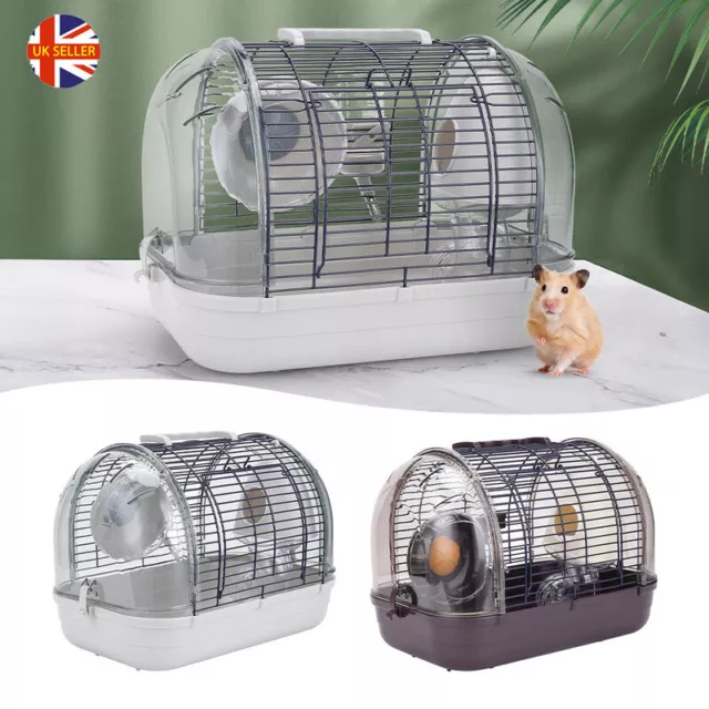 Hamster Cage Carrier Rodent Gerbil Mouse Rat Habitat with Running Wheel & Kettle