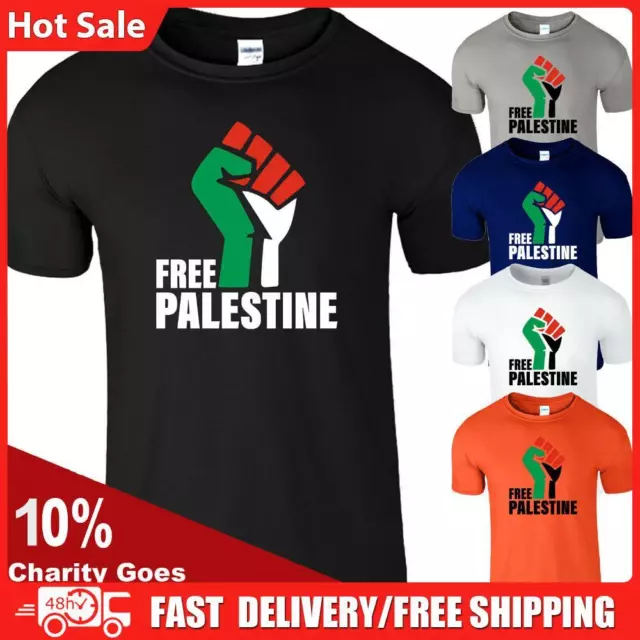 Free Palestine Print Unisex Top Solid Color Cotton Summer Shirt Top Daily Outfit