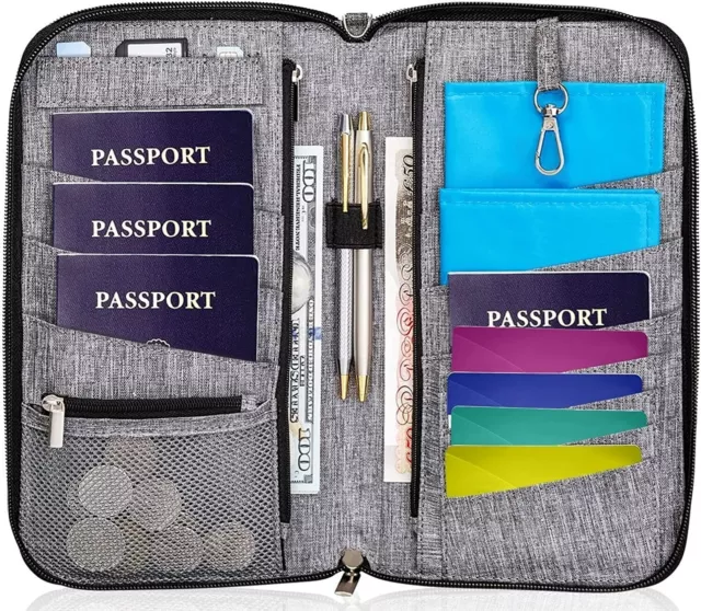 Passport Holder RFID Blocking Multifunction Travel Wallet Family for 6