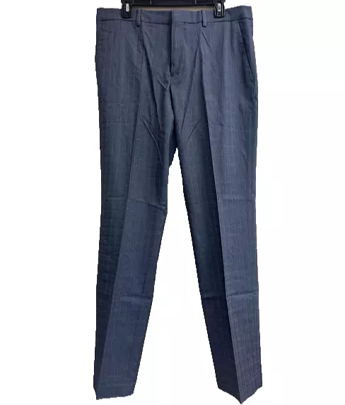 PERRY ELLIS MEN'S Modern Plaid Slim Dress Pants in Dusty Blue Size ...