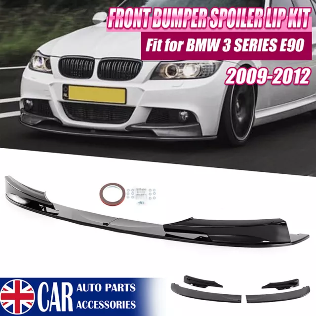 Gloss Black Front Bumper Splitter Lip For BMW 3 Series E90 E91 M-Tech 09-12 LCI