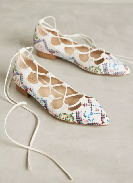 Anthropologie Billy Ella Lace Up Flats Size 8.5