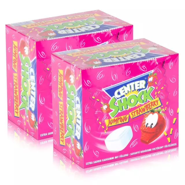 Center Shock Jumping Strawberry 100 Stück - Extra saurer Kaugummi (2er Pack)