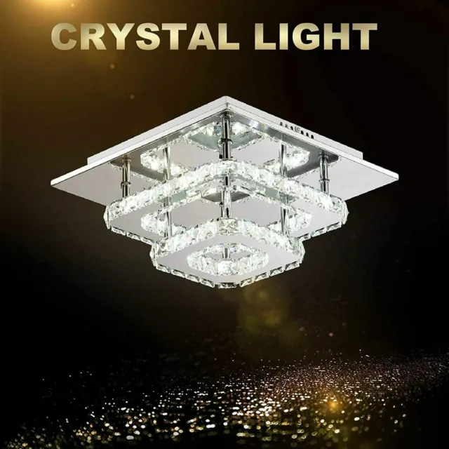 Modern 36W Square Crystal LED Ceiling Light Flush Mount Crystal Chandelier Decor