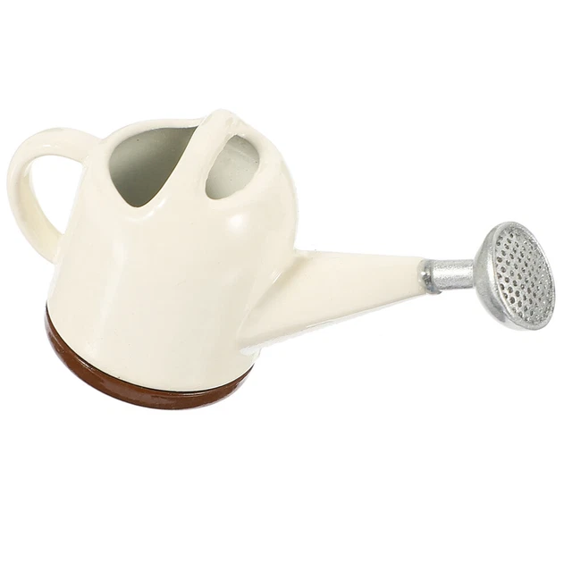 White Alloy Mini Watering Can Child Dollhouse Kettle Pretend Play Toy