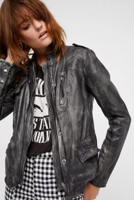 New Free People Rumpled Leather Blazer Jacket Size 4 MSRP: $420