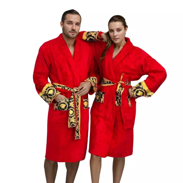 Luxury Red Bath Robe - High Quality Cotton, Soft Towel Fabric Bathrobe Large