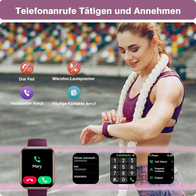 Smartwatch Donna Con Funzione Telefono, Cinturino Rosa, Fitness Tracker, Nuovo