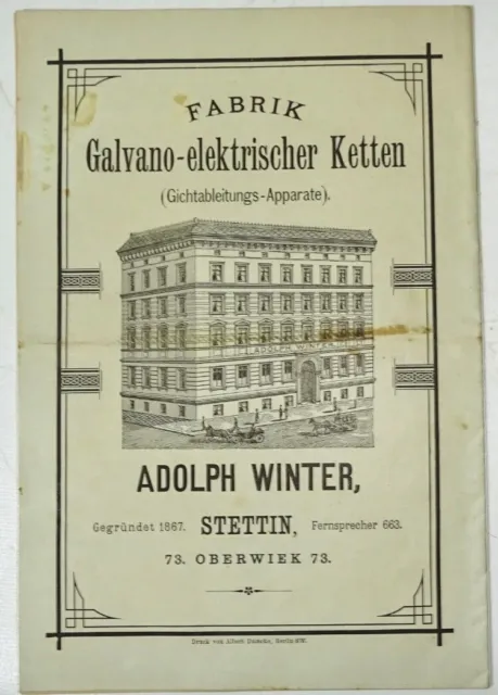 Adolph Winter Stettin 2 Gichtketten Galvano elektrische Ketten Homöopathie 1898 12