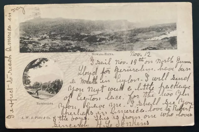 1896 Colombo Ceylon Picture postcard Cover to Nagoya Japan Nuwara Eliya